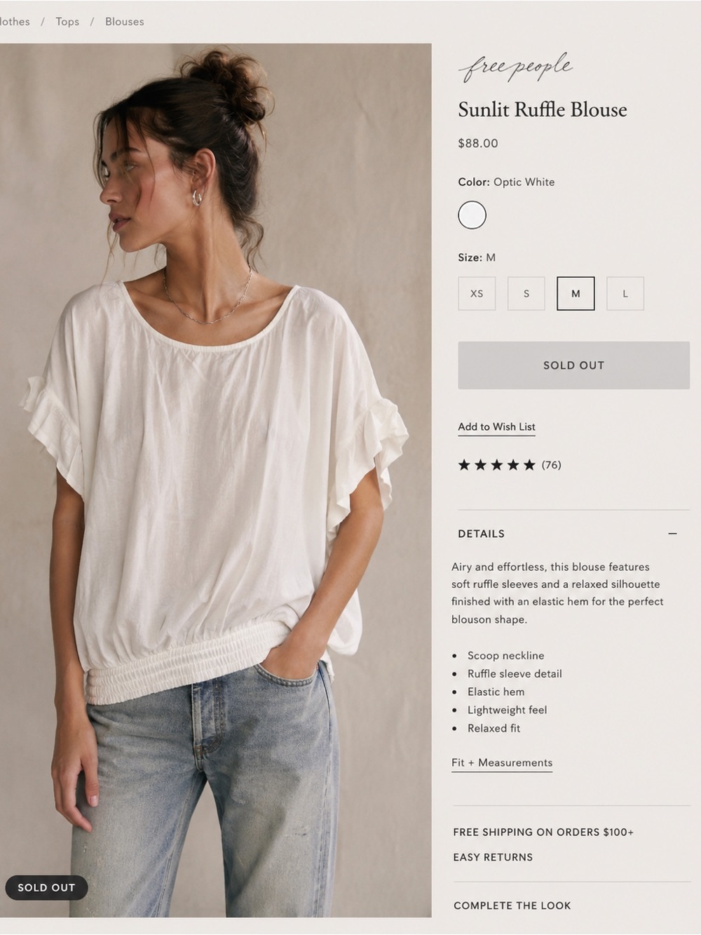 Free People Sunlit Ruffle Blouse - Optic White
